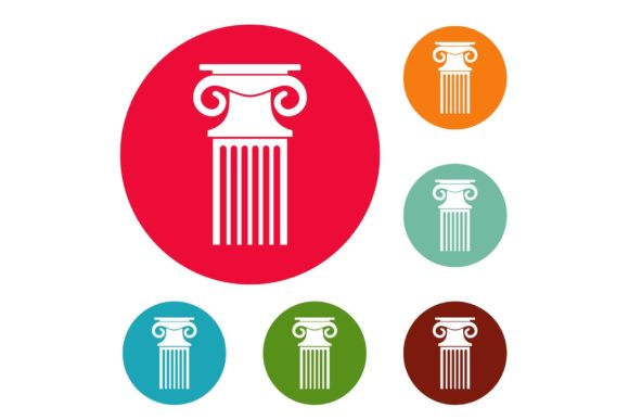 Decorative Column Icons Circle Set