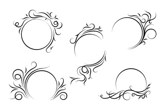 Swirls Frames Clipart, Floral Decorative: Elevate Your Creative Projects with Elegant Digital Elements