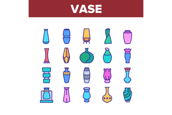 Vase Flowers Decorative Dishware Icons